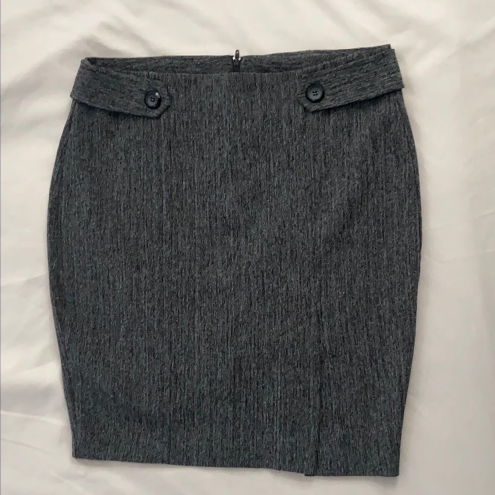 BCX Gray Tweed Front Slit Skirt